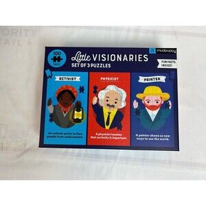 Mudpuppy Little Visionaries 3 Set puzzles 100 Each Activist Physicist Painter